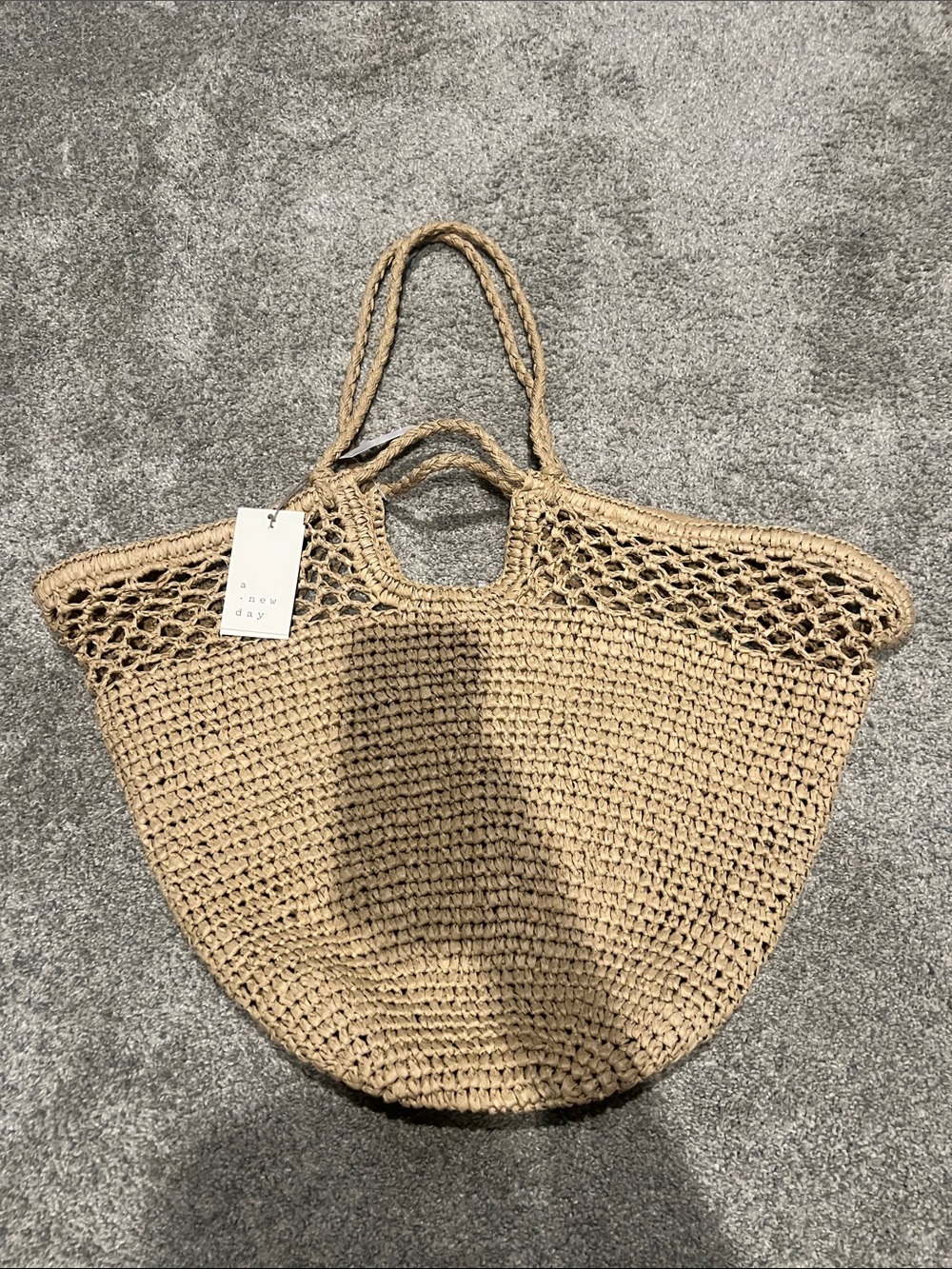 a new day Natural Woven Straw Tote